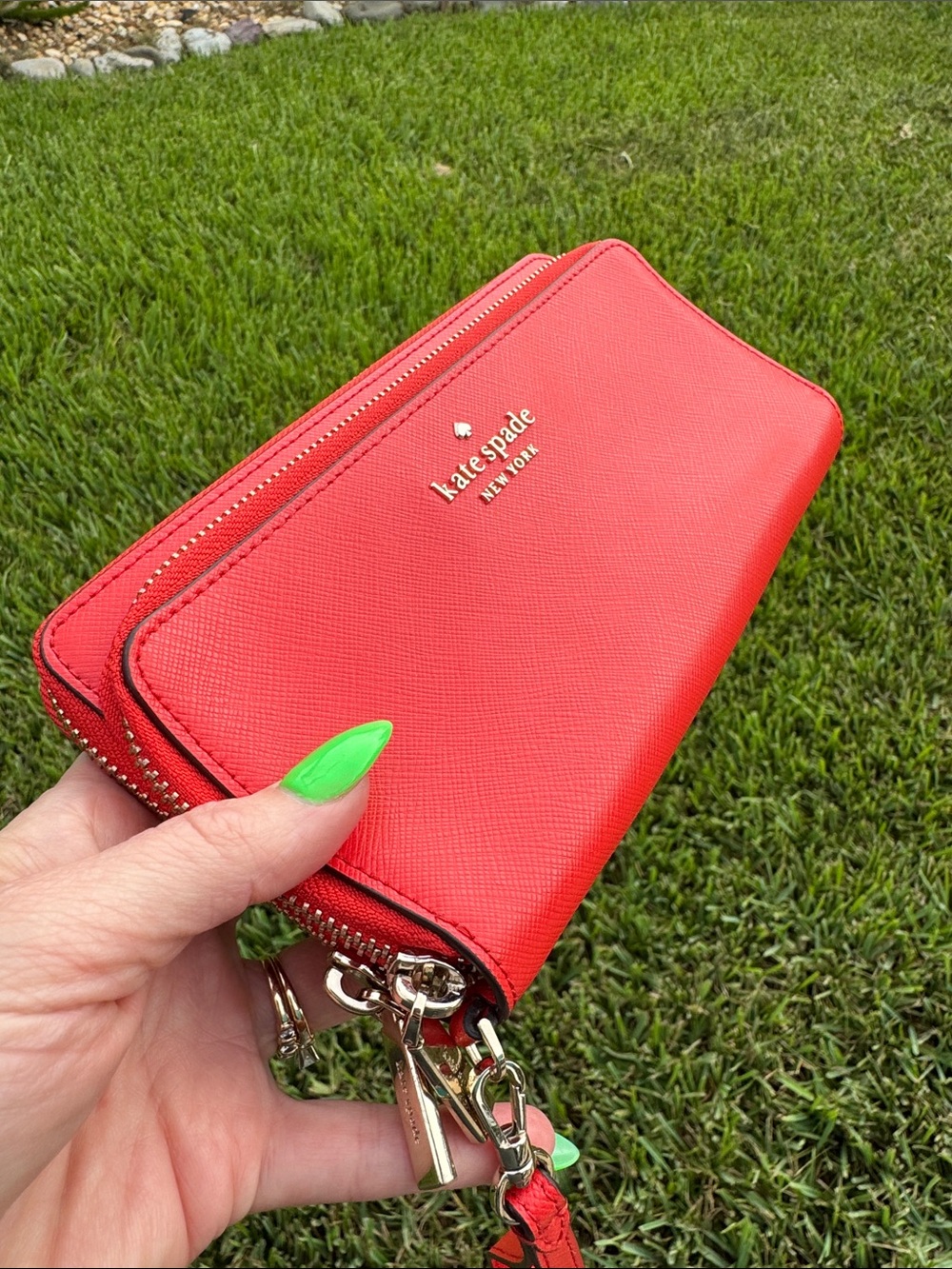 Kate Spade Madison Dual Compartment Zip Wallet Wristlet - Gazpacho Orange-Red - Picture 4 of 8